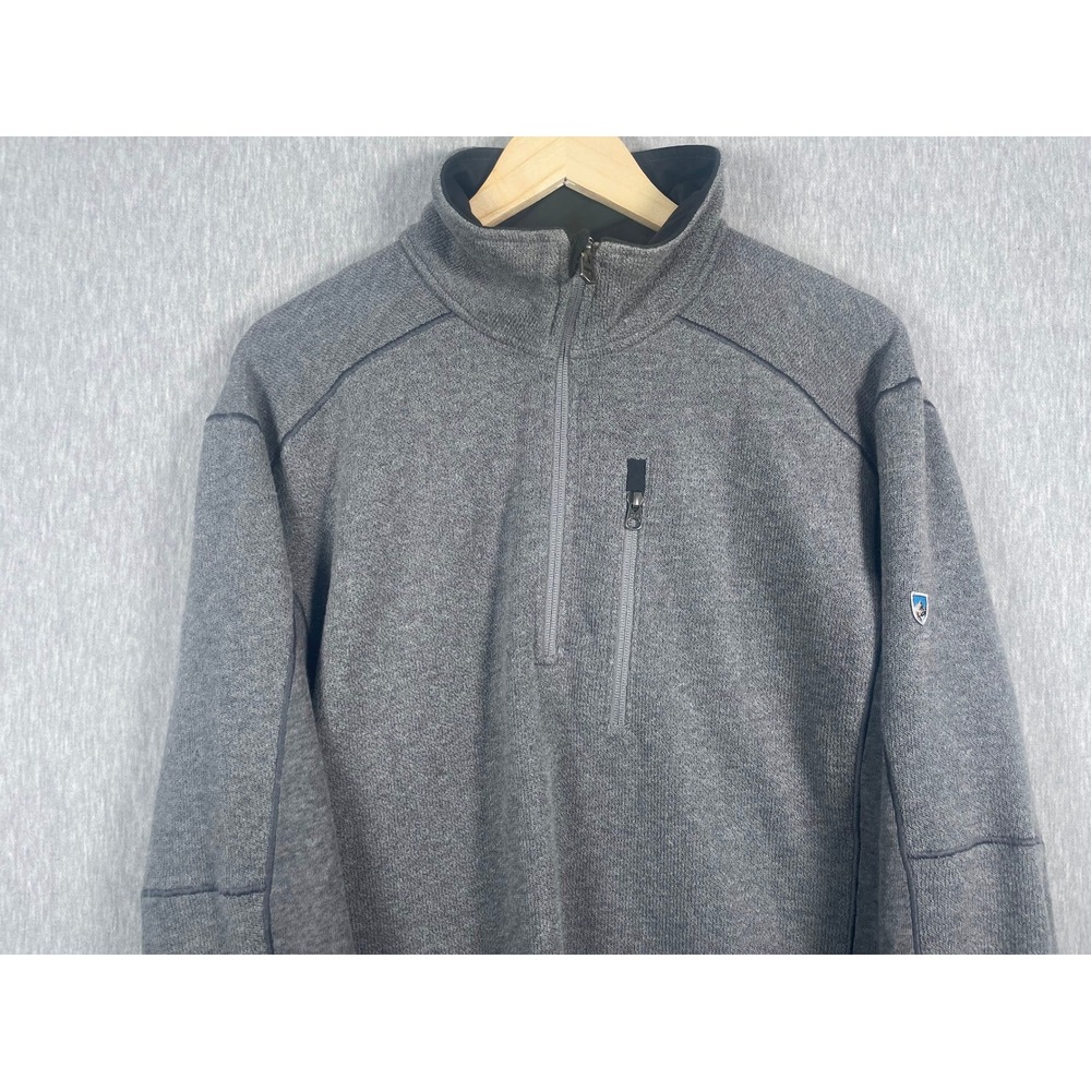 Kuhl Revel 1/4 Zip Sweater Mens XL Gray Heather Fleece Lined Pullover Jacket